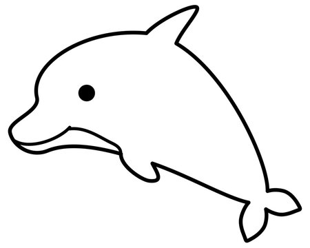 かわいいイルカのモノクロアイコン