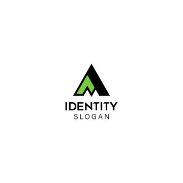 Triangular Letters AM or MA Monogram Template. Letter WV or VW Logo Idea. 