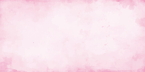 Fototapeta premium Pink grunge watercolor paper texture background with copy space, vintage aged antique parchment style pastel pink textured backdrop