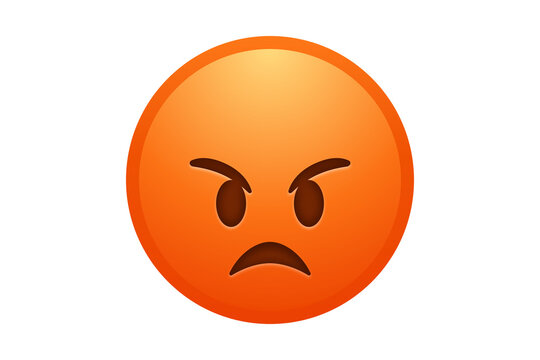 Angry face emoji with frowning expression and furrowed brows isolated expression frustrated irritated negative character displeased resentful attitude
