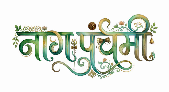 Indian traditional festival naag panchami and typography and cultural design.