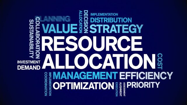 Resource Allocation animated word cloud-text design animation tag kinetic typography seamless loop.