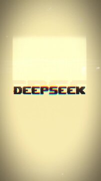 DEEPSEEK text with a captivating retro glitch effect. Ideal for tech intros, gaming videos, digital project titles, or futuristic content.