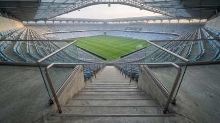 Fototapeta premium Wide view of empty football stadium from upper concourse