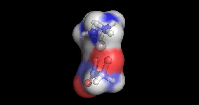 Nedaplatin, second-generation platinum-based antineoplastic agent for solid tumor chemotherapy, 3D molecule 4K spinning