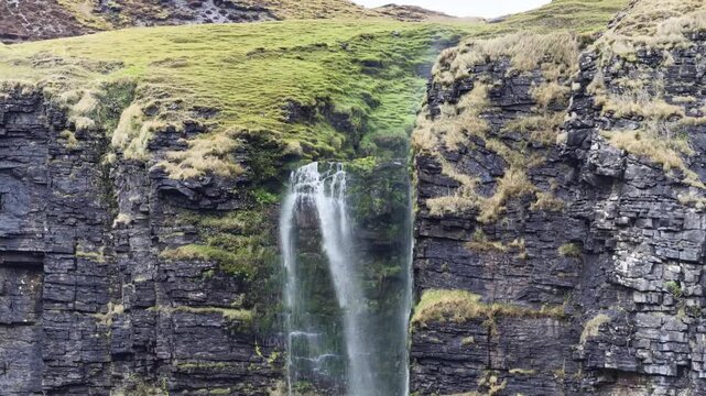 Waterfall running upwards - The Devils Chimney near Glencar Lough, Ireland
