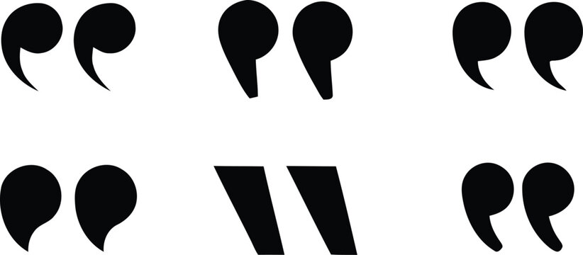 Quotation mark icon set in different styles for text, quotes and citations, Quotation Marks and Punctuation Icon Set, Quote Mark icon set.