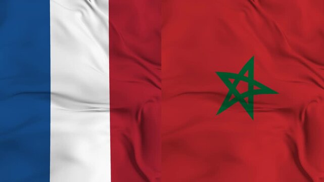 Netherlands vs Morocco flag animation seamless loop close-up. 4K