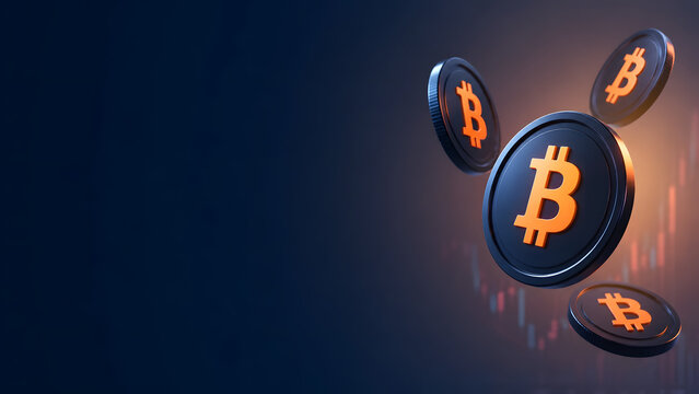 3D Bitcoin Symbol with Mechanical and Electronic Components