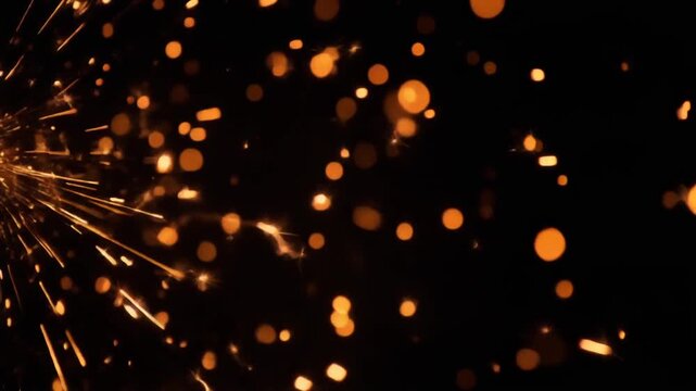 Abstract Burst of Fiery Sparks and Glowing Particles