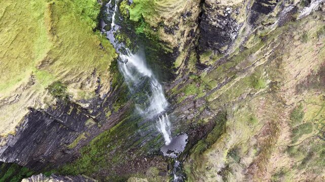 Waterfall running upwards - The Devils Chimney near Glencar Lough, Ireland