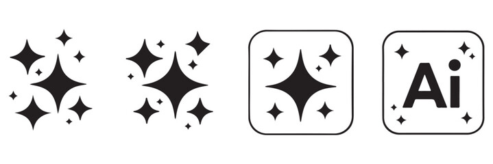 Generated AI icons set. AI star symbol with a pointed and rounded tip. AI logotype. Artificial intelligence concept. Icon element for app and web. Vector Illustration Design. eps 10   © HIKE STUDIO 9