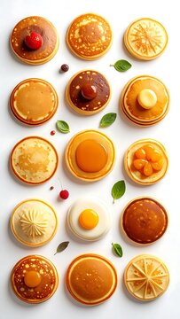Assortment of colorful macarons and cookies on white.