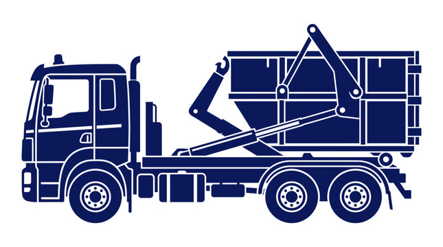 Roll-off Truck with Skip Bin Container Loading - Industrial Vehicle Icon