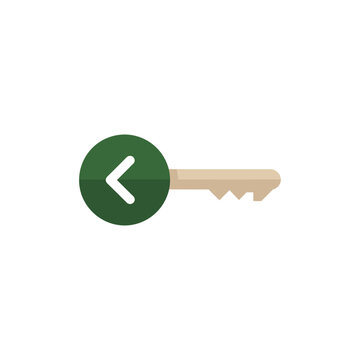 Arrow key icon with a green circle indicating backward navigation during digital interface design isolated on white background