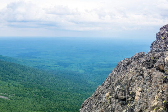 view from the top of the mountain. Northern Urals, Russia