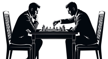 Two Businessmen Deeply Concentrated in a Chess Match. © nanda