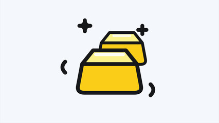 Fototapeta premium Gold Bars Bullion Stack Treasure Wealth Riches Minimalist Flat Design Cartoon Illustration Finance Investment Symbol Web Icon Graphic Asset Banking Economy