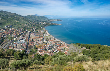 Naklejka premium Cefalu panoramic view. Sicily, Italy.