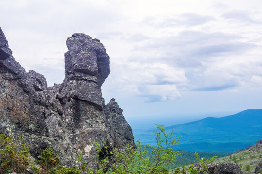 Mountain landscape with rocks in the summer. Russia.