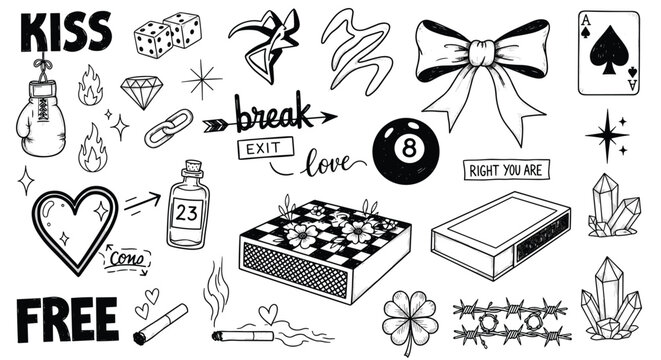 Board games doodles set hand drawn vector illustration sketch icons of cards dice and pawns checkers