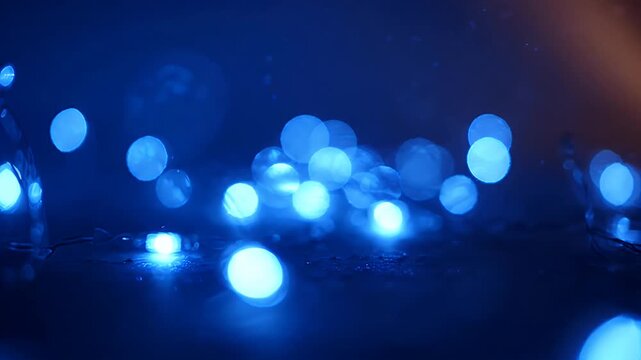 Abstract Blue Bokeh Lights Soft Light Spots Background - A soft focus background of glowing blue bokeh lights and diffused light spots, creating a serene and calming visual.