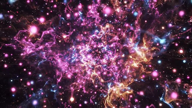 Abstract Luminous Particle Explosion Background - A vibrant, abstract explosion of luminous particles fills the frame with a dynamic and colorful display.