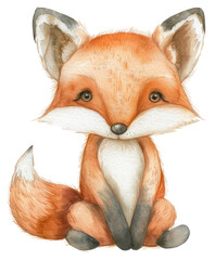 Obraz premium PNG Adorable watercolor fox illustration
