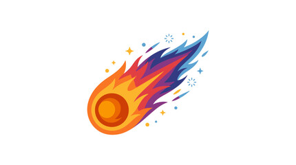 Vibrant orange comet with flames. © beatrice