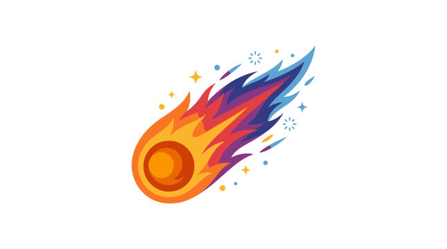 Vibrant orange comet with flames.
