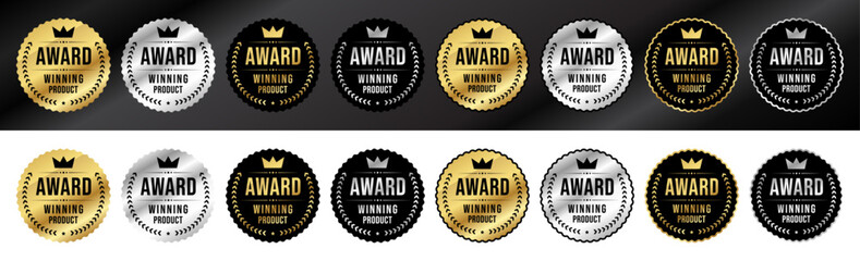 Fototapeta premium Award Winning Product Badge Collection with Gold Silver Black Premium Winner Labels for Packaging Design