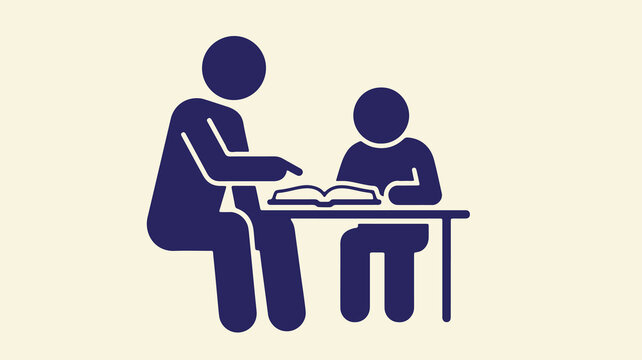 Teacher helping student with homework illustration isolated on light background for icons.