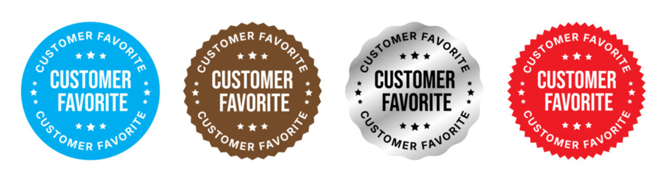 Customer Favorite Badge Collection Set with Premium Quality Labels in Gold Silver Red and Blue Colors