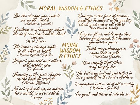Vintage Moral Wisdom and Ethics Quotes Poster.