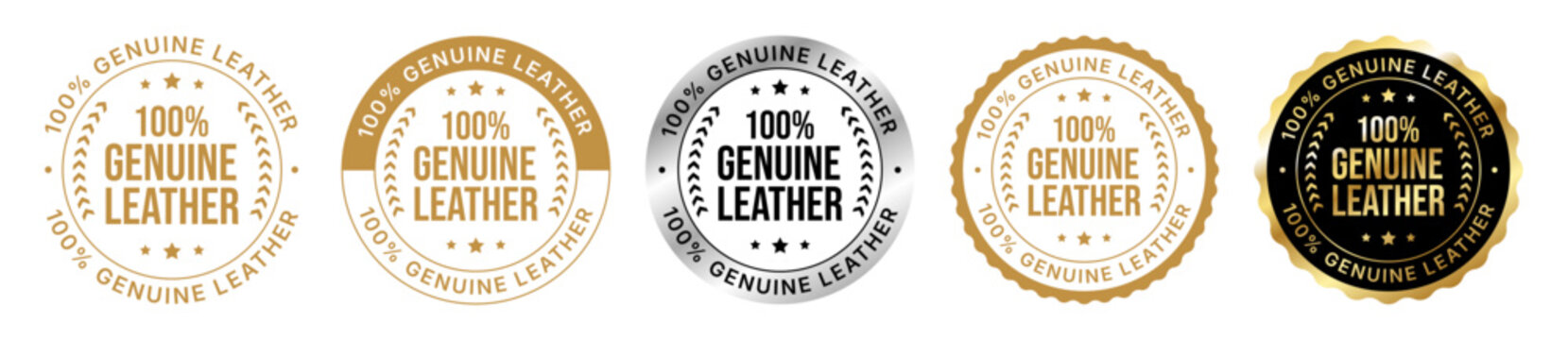 100 Percent Genuine Leather Premium Badge Collection Set with Gold Silver and Black Quality Labels