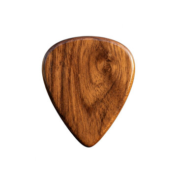 Wooden guitar pick isolated on black background