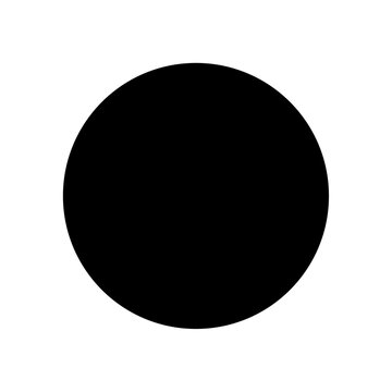 Simple solid black circular shape featuring a bold minimalist design element presented as a graphic asset on transparent background