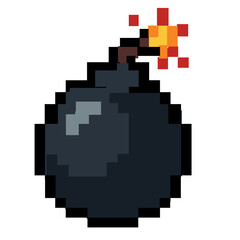 Fototapeta premium Retro Pixel Art Bomb Icon 8-Bit Game Asset Vector Graphic Design