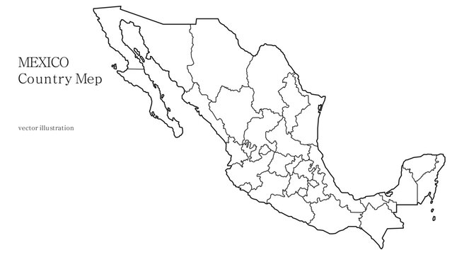 Mexico Country Administrative Map with States, Precise Vector Infographic Illustration