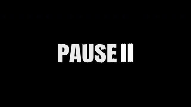 VHS Pause Screen Overlay Animation with Alpha Channel, Retro Video Player Interface Loop, align middle