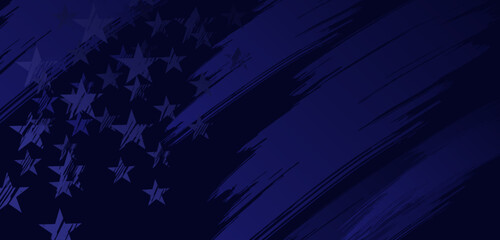Dark blue patriotic stars grunge distressed  American flag background with copy space vector  for 4th of July, Veterans day, Presidents day, Memorial day, Labor day, Business, Sale © Rajan