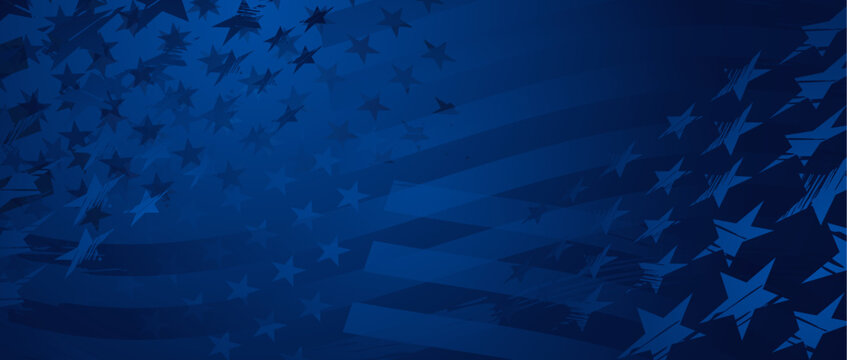 Dark blue distressed grunge American flag background, patriotic stars with copy space vector for 4th of July, Veterans day, Presidents day, Memorial day, Labor day, Sale