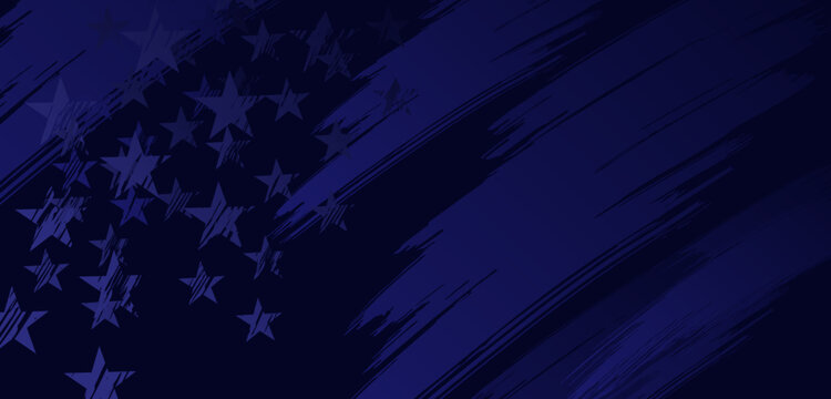 Dark blue patriotic stars grunge distressed 
American flag background with copy space vector 
for 4th of July, Veterans day, Presidents day, Memorial day, Labor day, Business, Sale