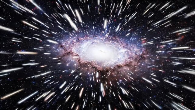Dynamic Starfield Motion Effect in Deep Space Visualization - A breathtaking visualization of a dynamic starfield and galaxy in deep space, creating a sense of rapid motion and hyperdrive travel.