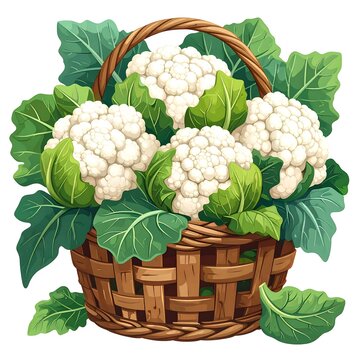 Basket of white hydrangea flowers with green leaves.