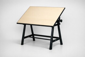 Fototapeta premium A simple drawing table with a wooden top and black legs