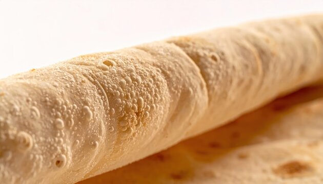 Close up of fresh rolled flatbread with textured crust.