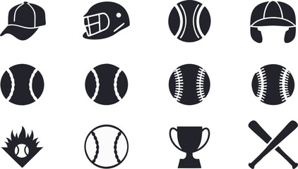 Fototapeta premium Baseball Equipment Icon Collection Vector Set for Sports Team Website Banner Presentation Tournament Poster Design