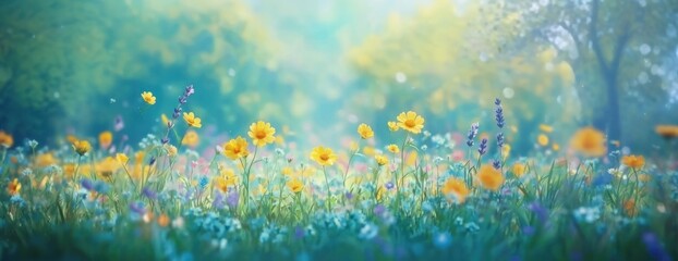 Obraz premium Meadow flowers background landscape.