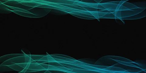 Fototapeten Fraktale Wellen Abstract green and blue wave background with black space for text or design elements in modern technology and digital communication concept  © Provir